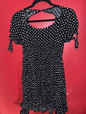 Hot Topic Black Dress with White Polka Dots